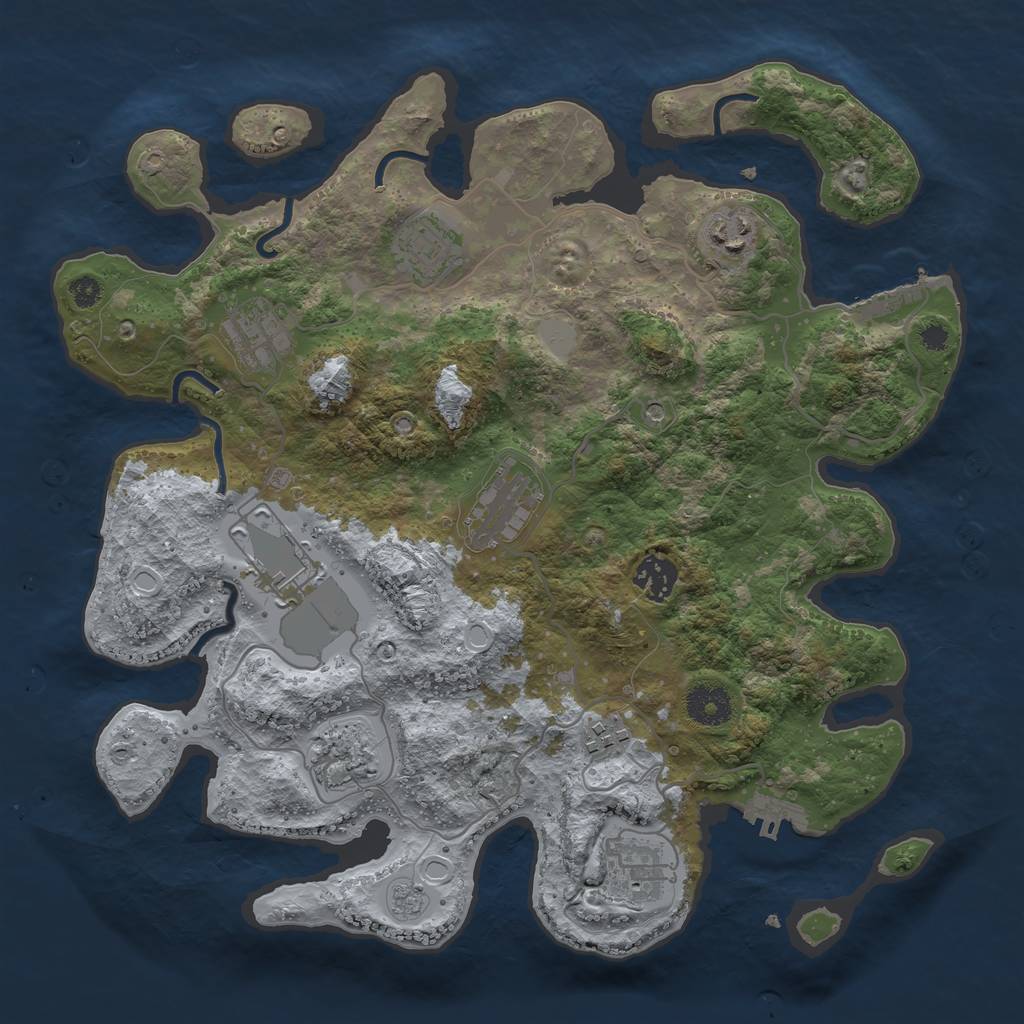 Rust Map: Procedural Map, Size: 3500, Seed: 3173052, 16 Monuments