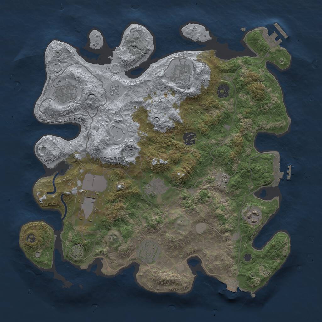 Rust Map: Procedural Map, Size: 3500, Seed: 68482614, 14 Monuments