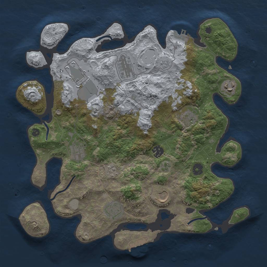 Rust Map: Procedural Map, Size: 3500, Seed: 111218695, 16 Monuments