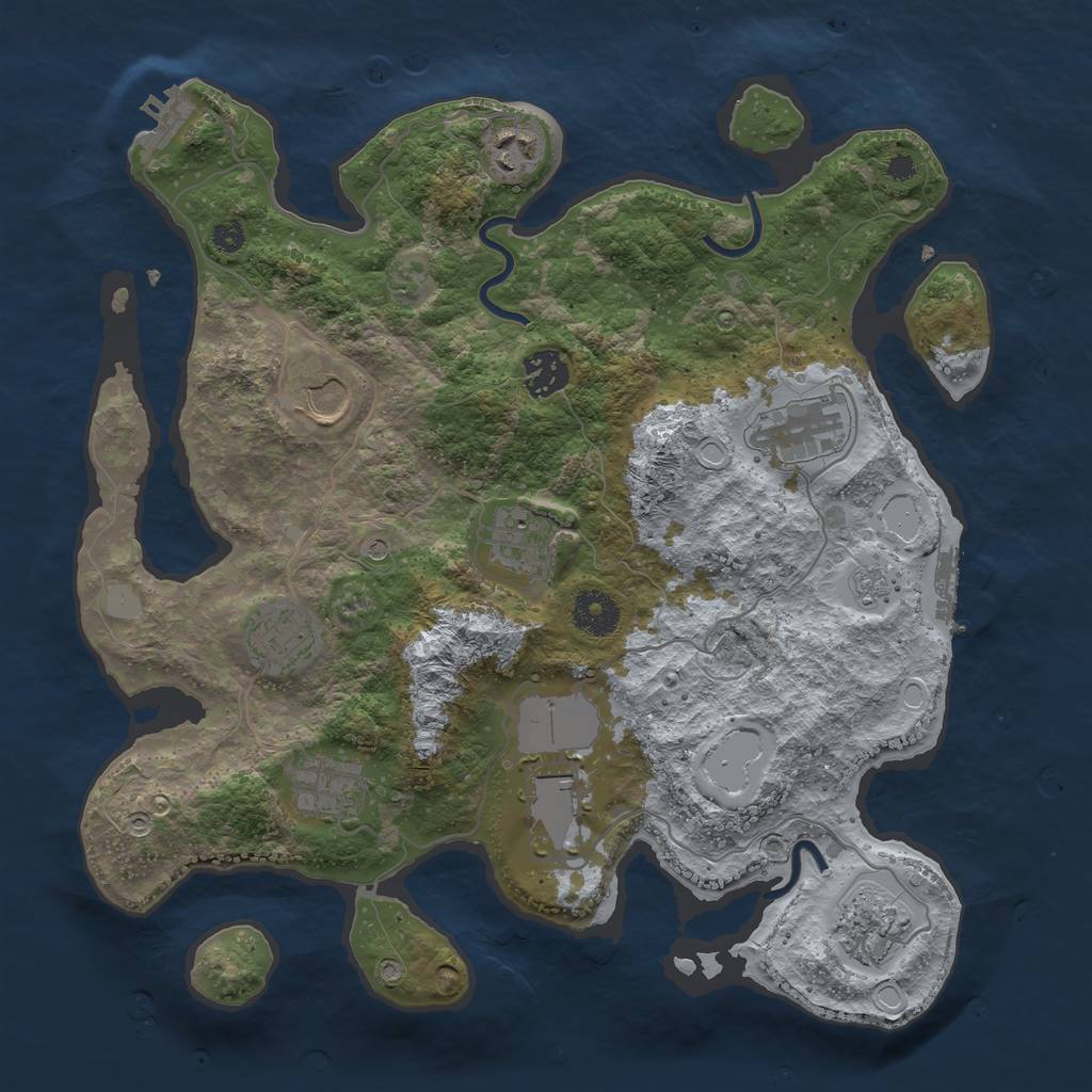 Rust Map: Procedural Map, Size: 3500, Seed: 1473491870, 16 Monuments