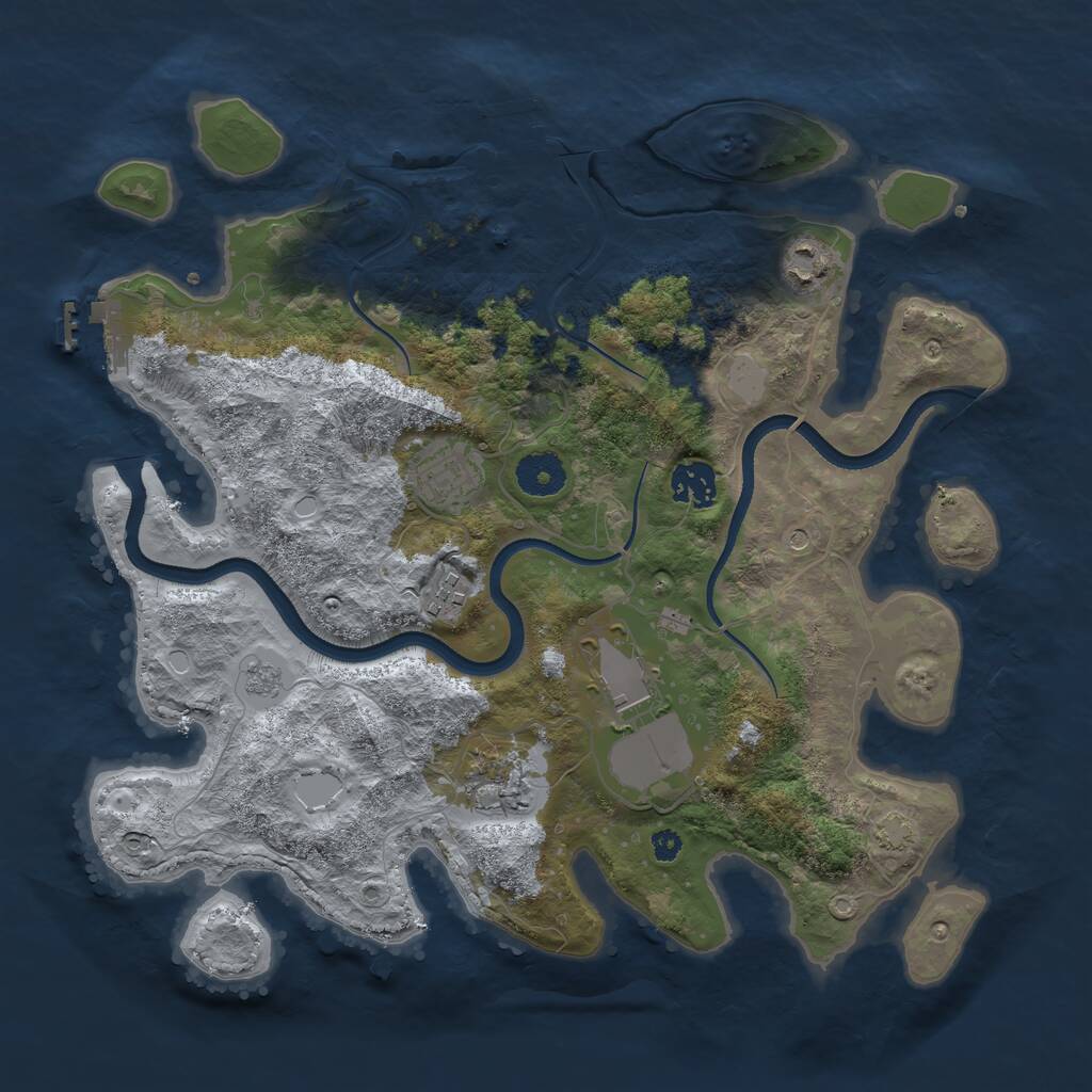 Rust Map: Procedural Map, Size: 3500, Seed: 3694333, 12 Monuments