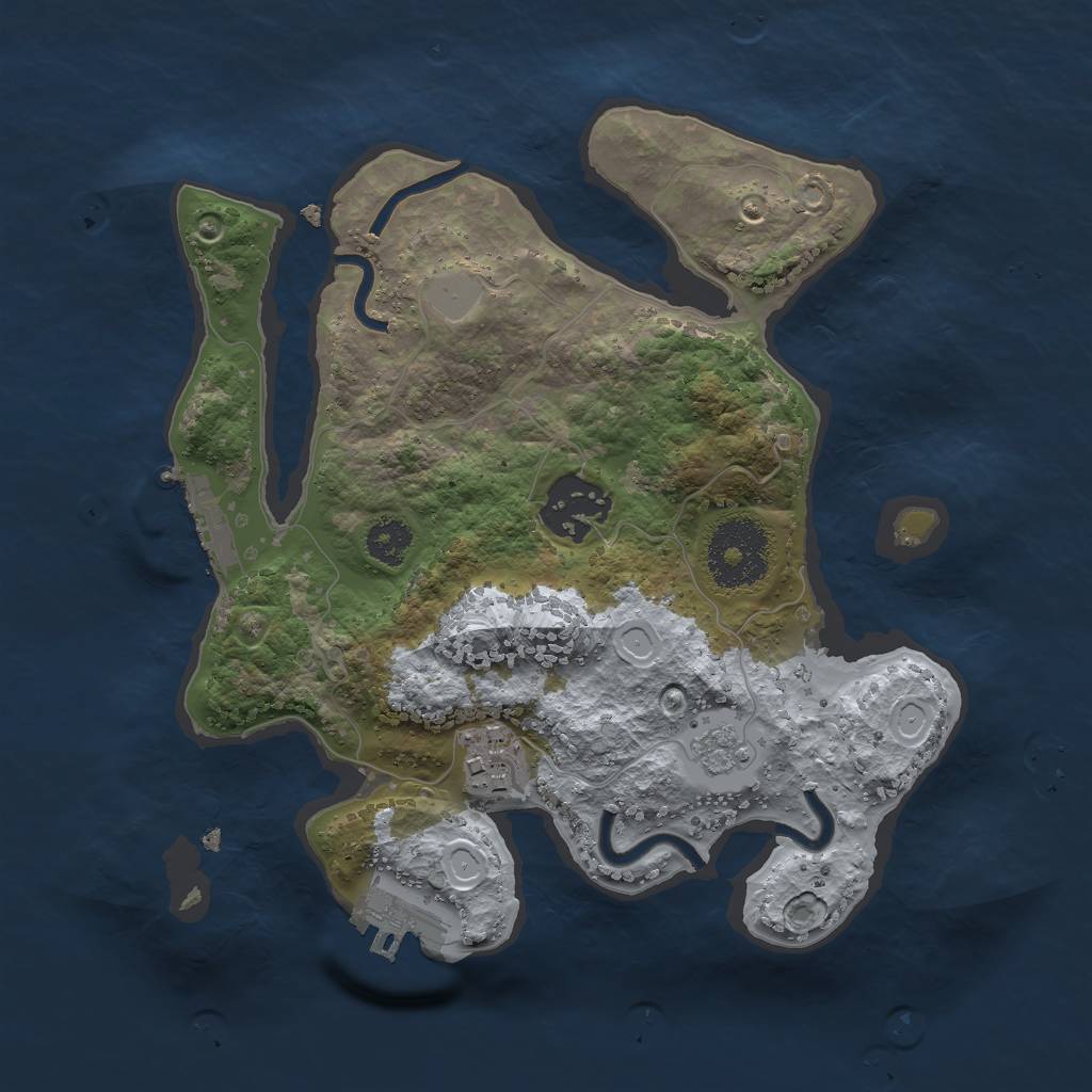 Rust Map: Procedural Map, Size: 2500, Seed: 32545345, 8 Monuments