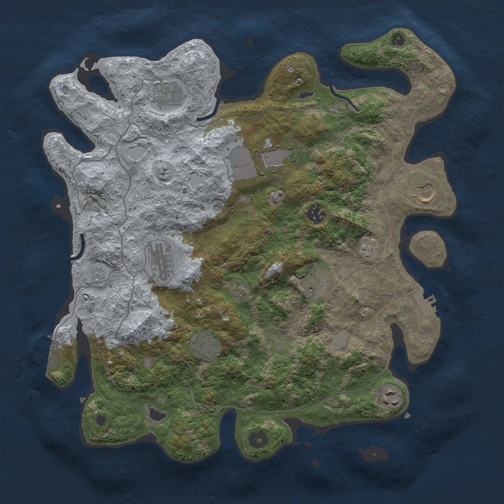 Rust Map: Procedural Map, Size: 4000, Seed: 41497, 16 Monuments
