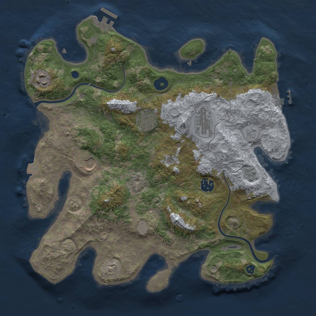Rust Map: Procedural Map, Size: 3500, Seed: 1732853625, 12 Monuments