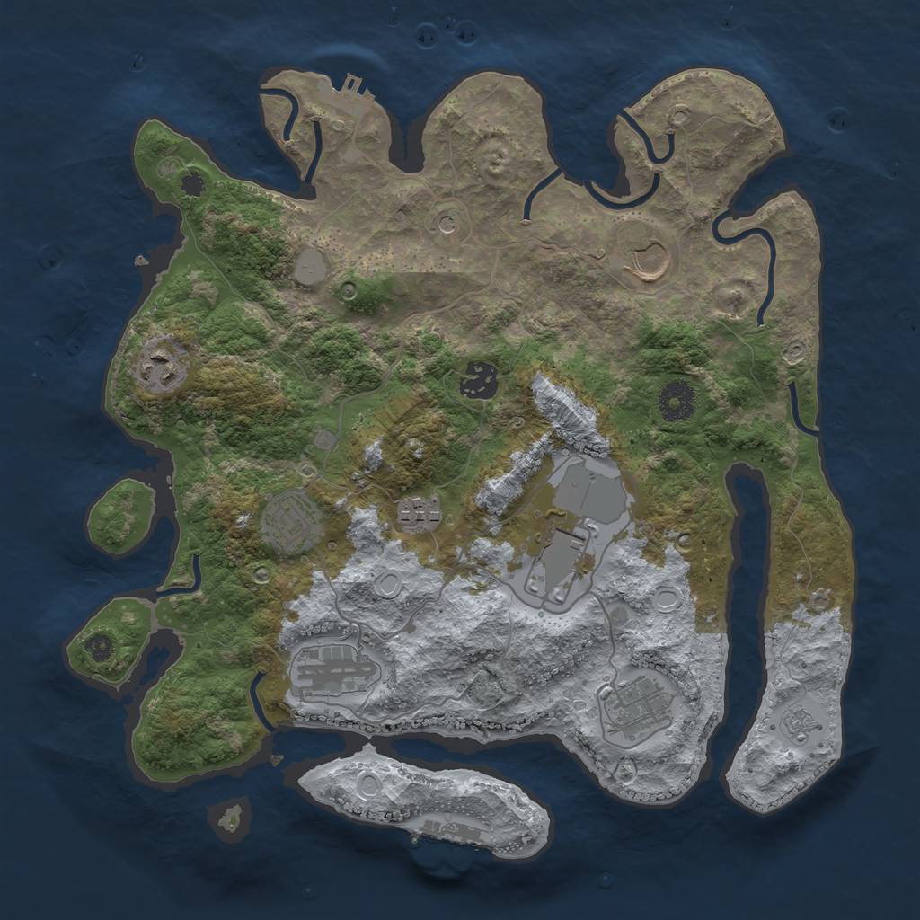 Rust Map: Procedural Map, Size: 3500, Seed: 1191589928, 15 Monuments