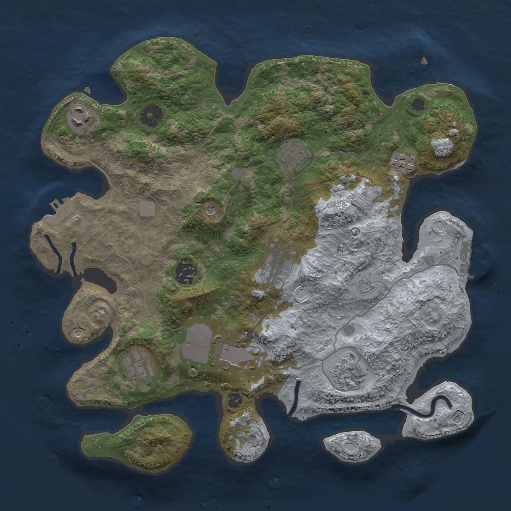 Rust Map: Procedural Map, Size: 3500, Seed: 36143696, 15 Monuments