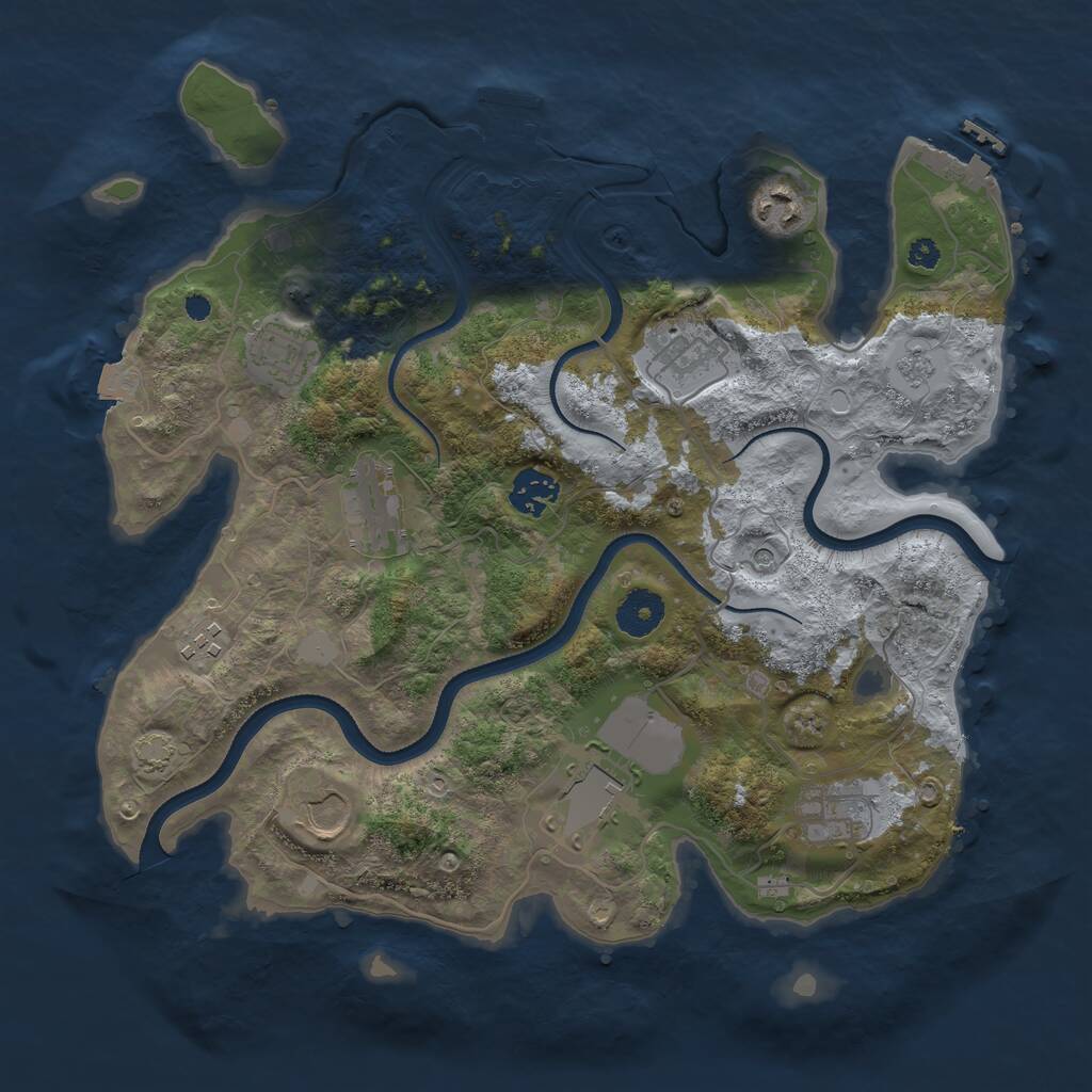 Rust Map: Procedural Map, Size: 3500, Seed: 48984026, 15 Monuments