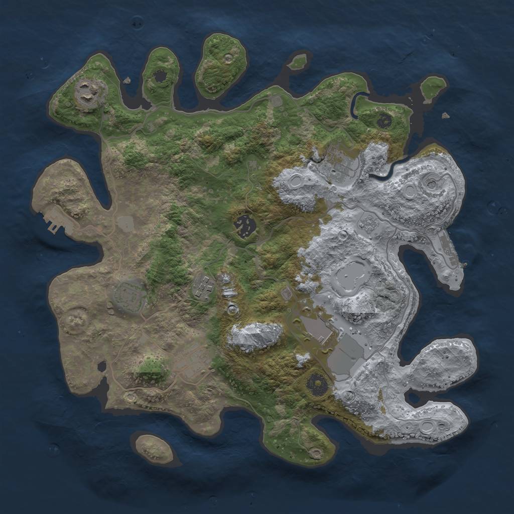 Rust Map: Procedural Map, Size: 3500, Seed: 25606627, 14 Monuments