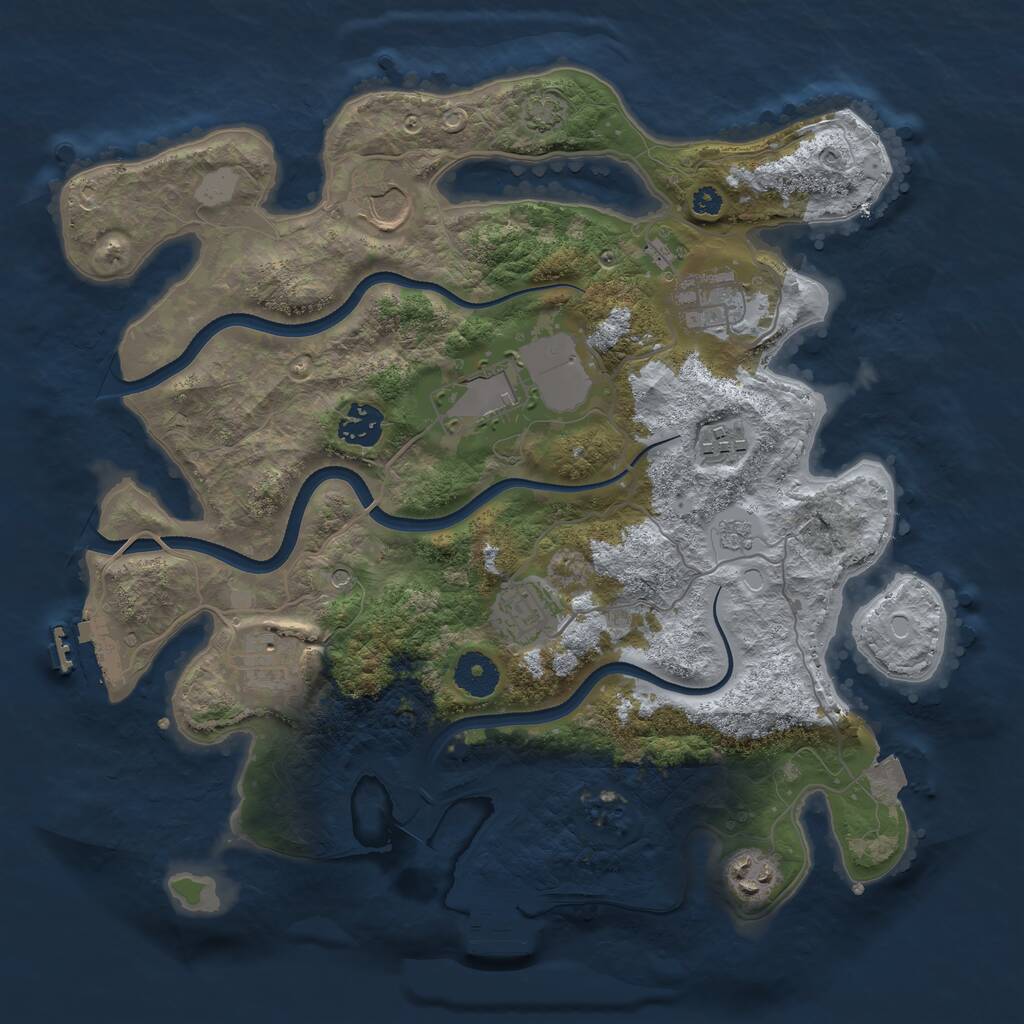 Rust Map: Procedural Map, Size: 3500, Seed: 653706533, 14 Monuments