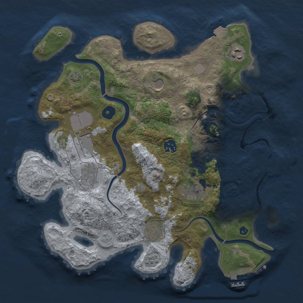 Rust Map: Procedural Map, Size: 3500, Seed: 464883, 14 Monuments