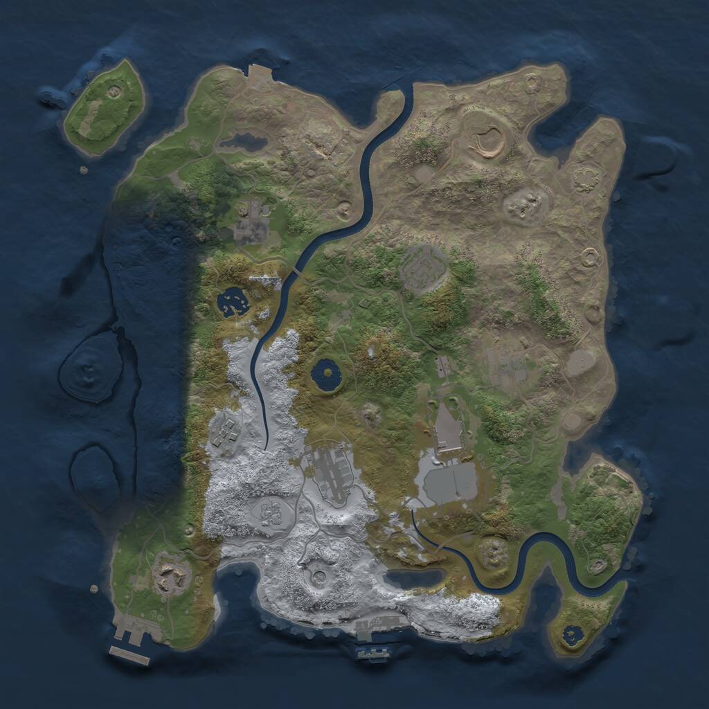 Rust Map: Procedural Map, Size: 3500, Seed: 77377520, 15 Monuments