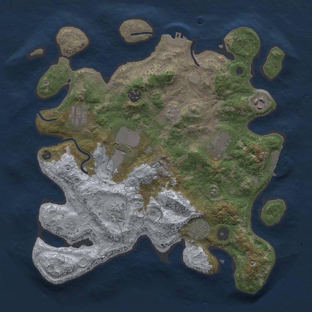 Rust Map: Procedural Map, Size: 3500, Seed: 441603458, 15 Monuments