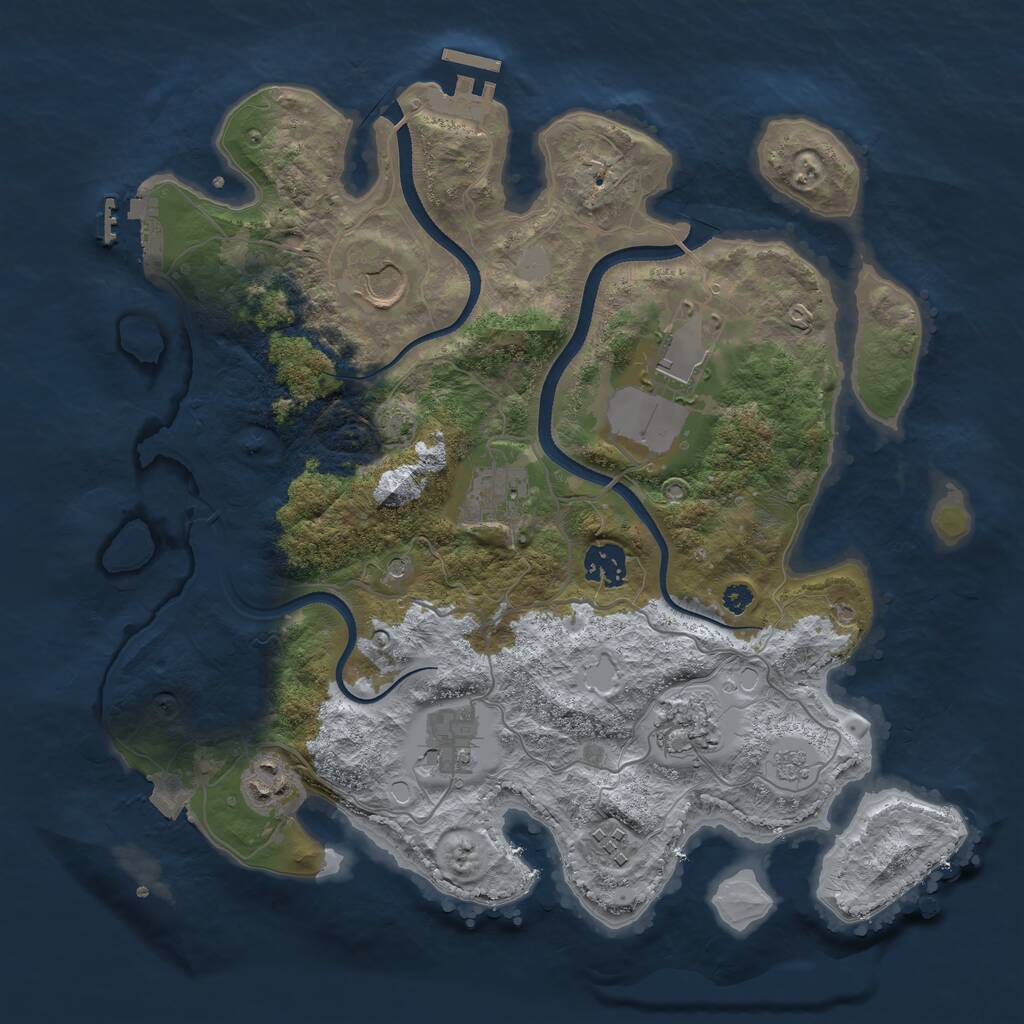 Rust Map: Procedural Map, Size: 3500, Seed: 77559255, 14 Monuments
