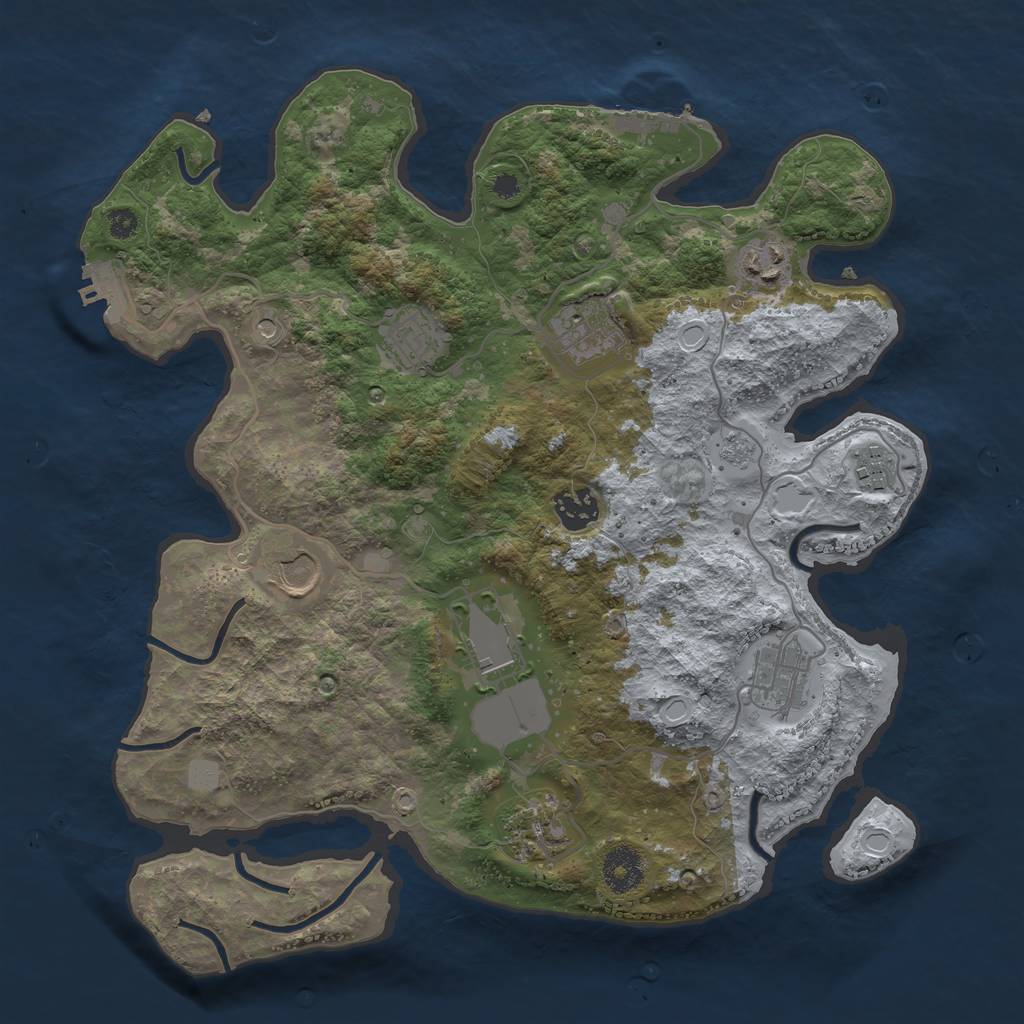 Rust Map: Procedural Map, Size: 3500, Seed: 42360739, 16 Monuments