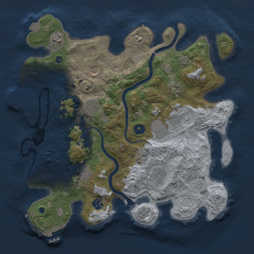 Rust Map: Procedural Map, Size: 3500, Seed: 54400351, 15 Monuments