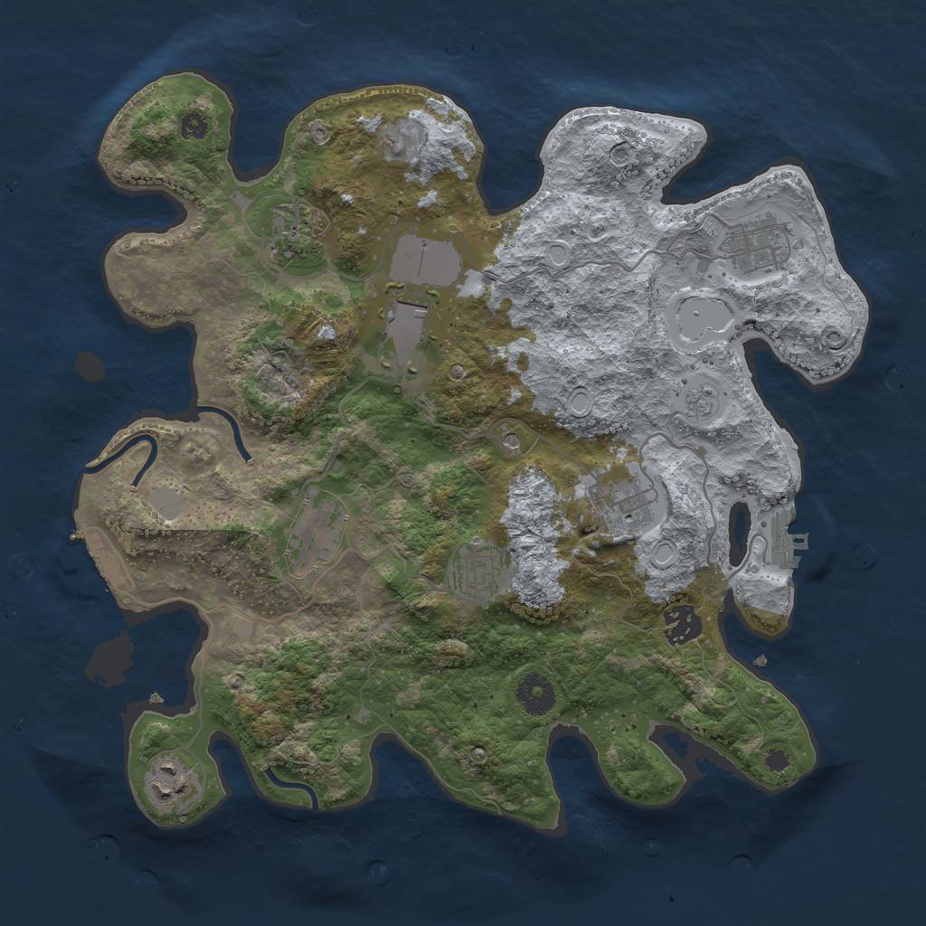 Rust Map: Procedural Map, Size: 3500, Seed: 826611411, 15 Monuments