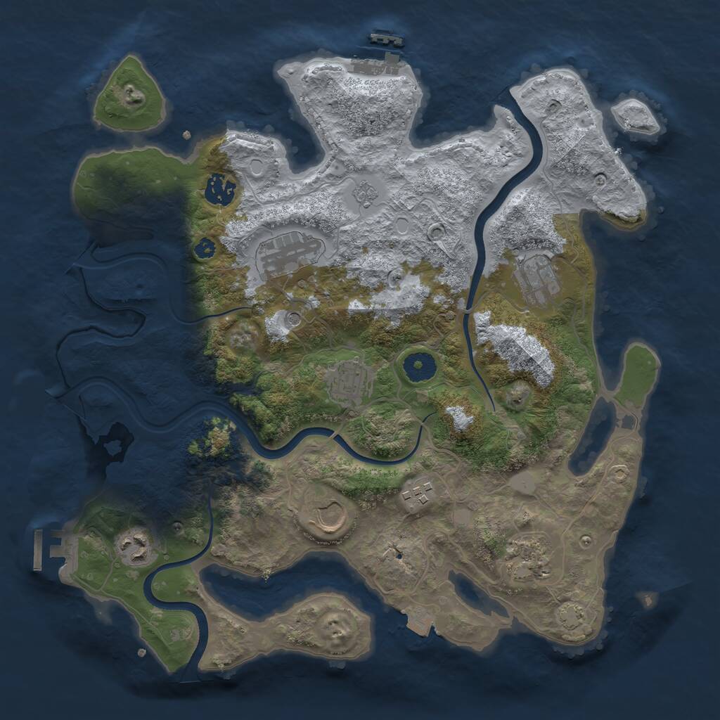 Rust Map: Procedural Map, Size: 3500, Seed: 44873133, 14 Monuments
