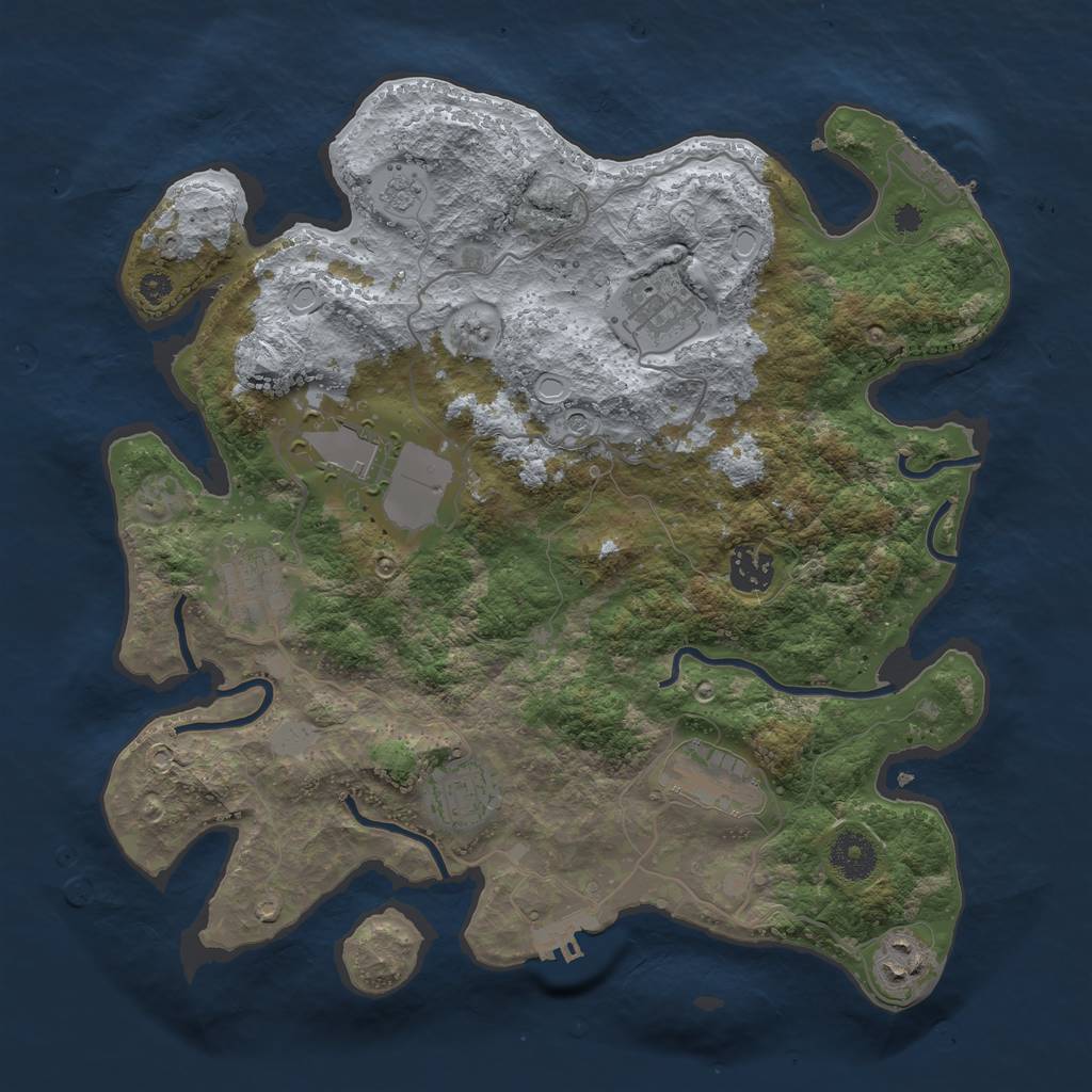 Rust Map: Procedural Map, Size: 3500, Seed: 13680086, 14 Monuments