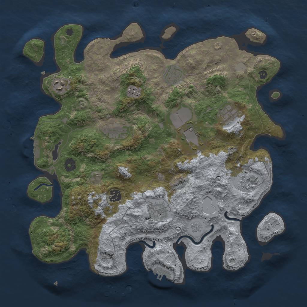 Rust Map: Procedural Map, Size: 3700, Seed: 1357103556, 16 Monuments