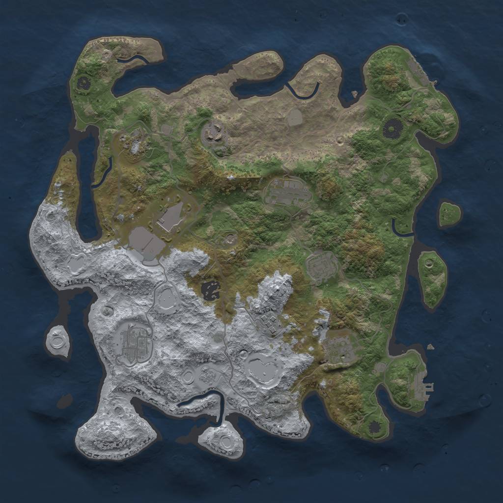 Rust Map: Procedural Map, Size: 3700, Seed: 1500098134, 16 Monuments
