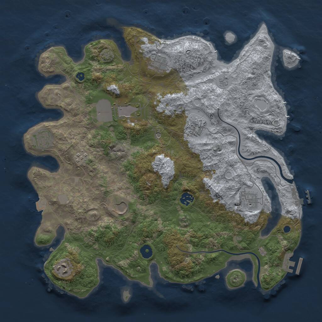 Rust Map: Procedural Map, Size: 3800, Seed: 560777469, 15 Monuments