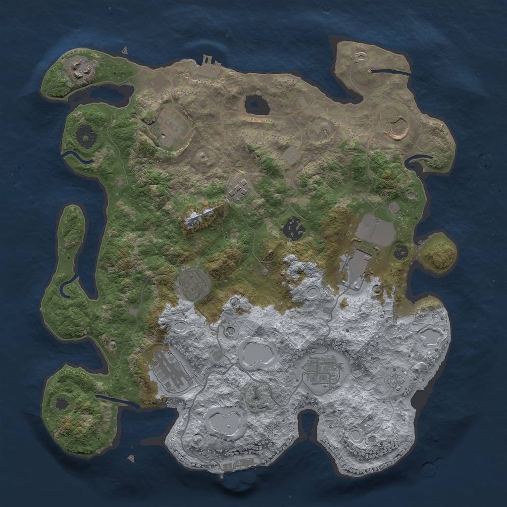 Rust Map: Procedural Map, Size: 3500, Seed: 66027355, 16 Monuments