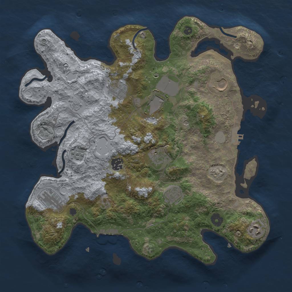Rust Map: Procedural Map, Size: 3500, Seed: 35071966, 16 Monuments