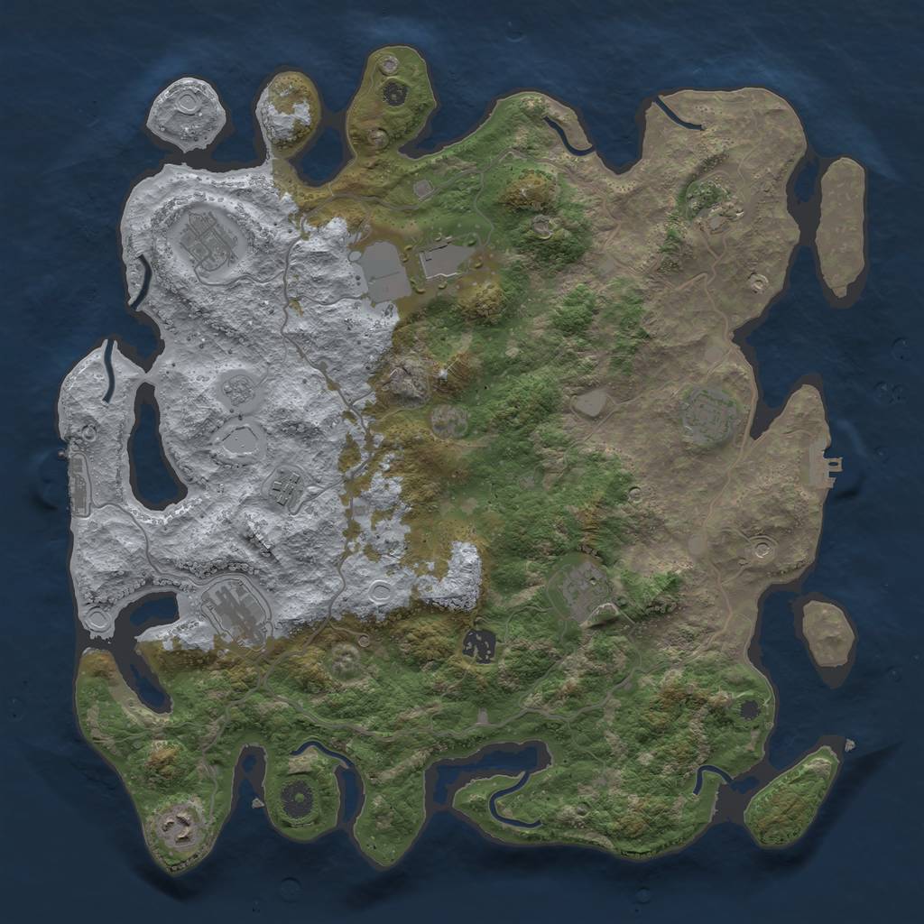 Rust Map: Procedural Map, Size: 4000, Seed: 836538297, 16 Monuments
