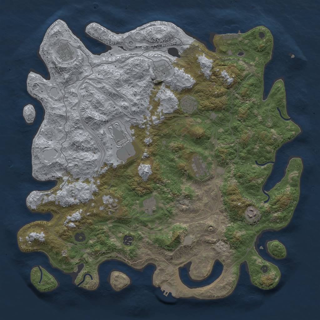 Rust Map: Procedural Map, Size: 4500, Seed: 20121222, 17 Monuments