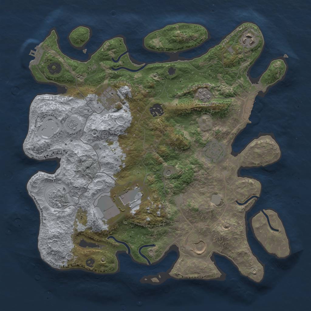 Rust Map: Procedural Map, Size: 3500, Seed: 2120223647, 15 Monuments