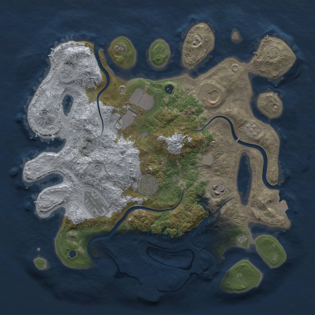 Rust Map: Procedural Map, Size: 3500, Seed: 93435810, 11 Monuments