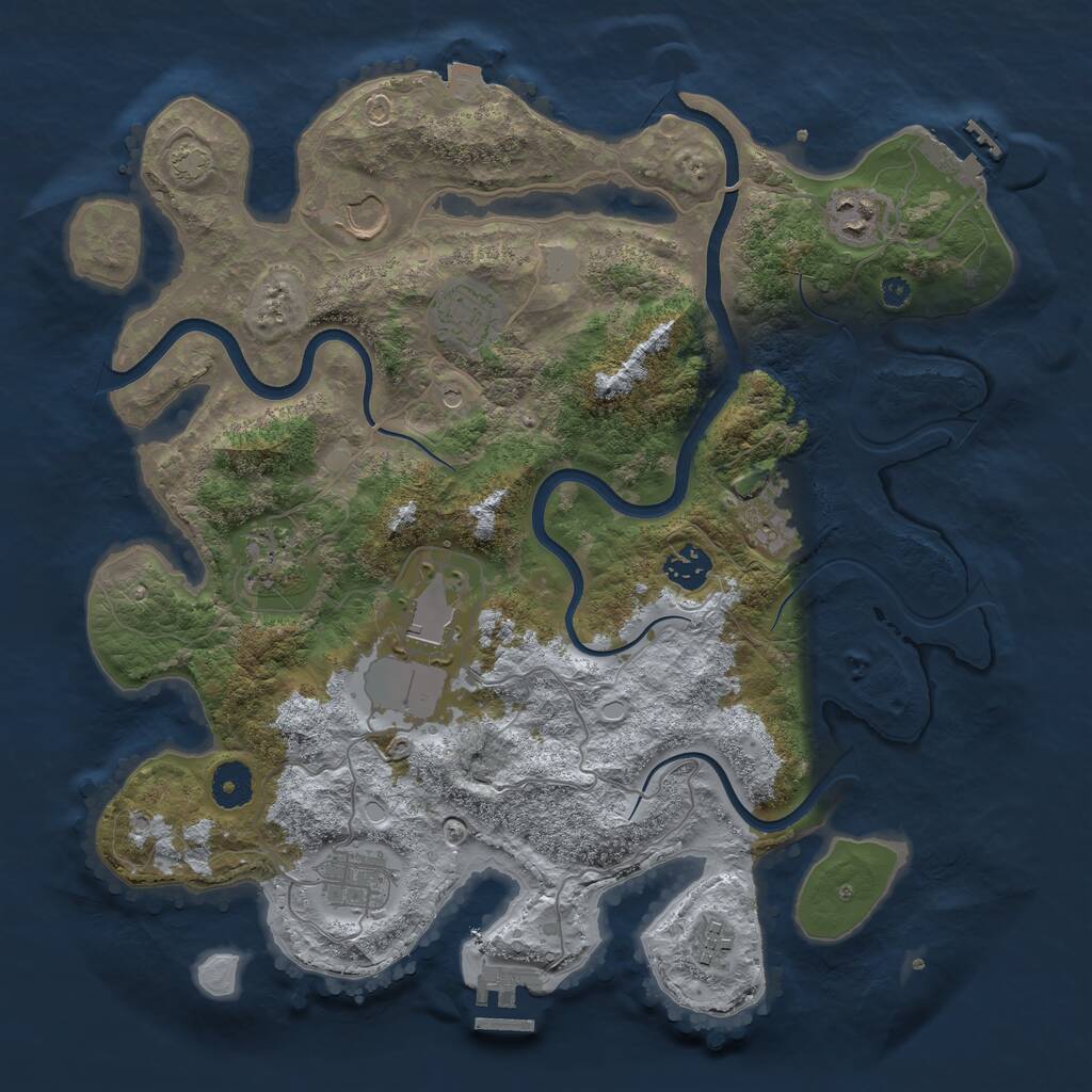 Rust Map: Procedural Map, Size: 3700, Seed: 3689, 14 Monuments