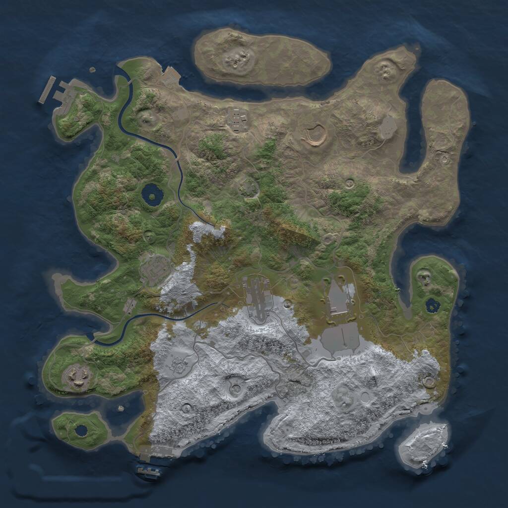 Rust Map: Procedural Map, Size: 3500, Seed: 11233343, 12 Monuments
