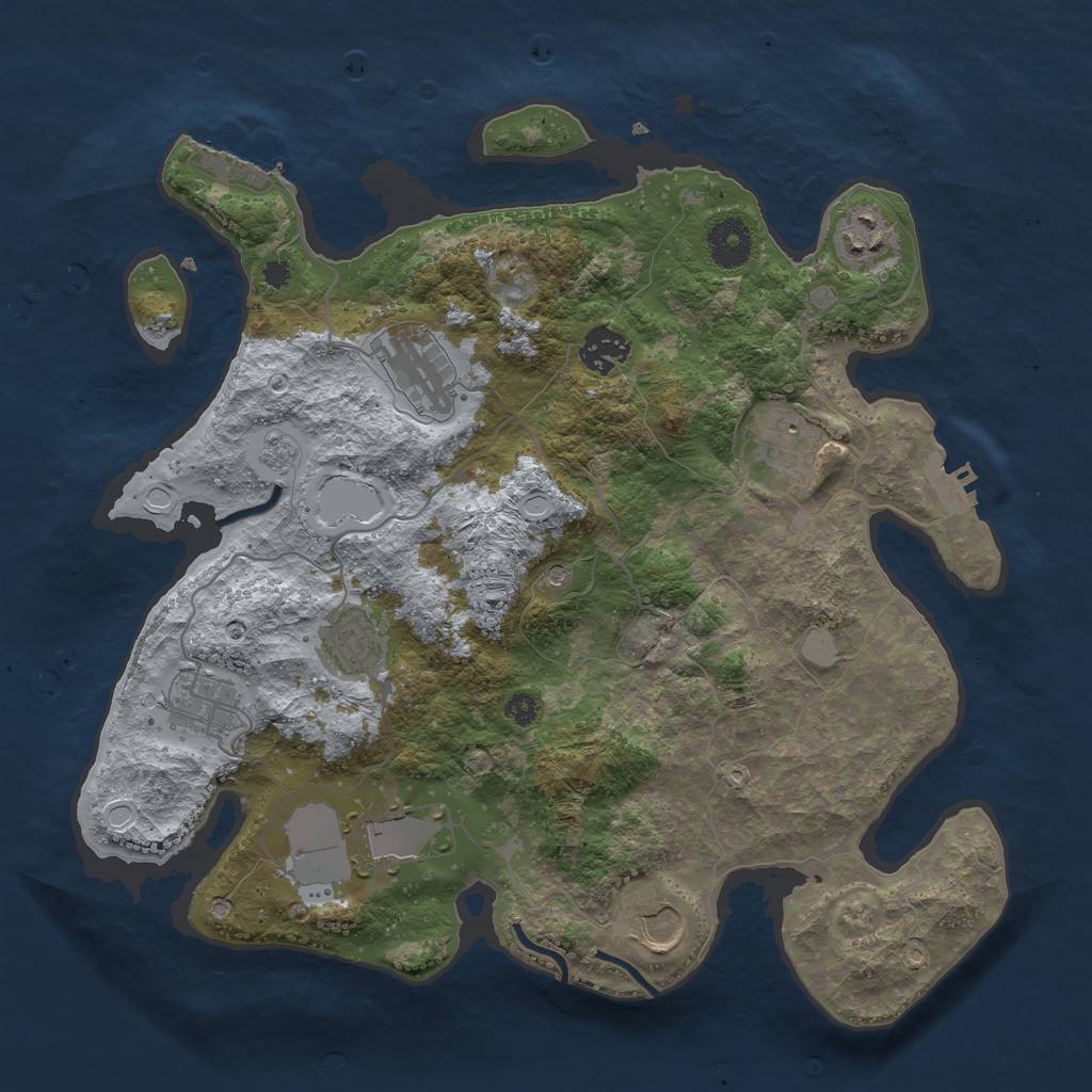 Rust Map: Procedural Map, Size: 3500, Seed: 40039247, 15 Monuments