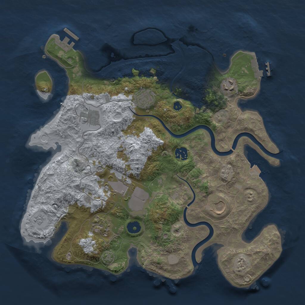 Rust Map: Procedural Map, Size: 3500, Seed: 40039247, 14 Monuments