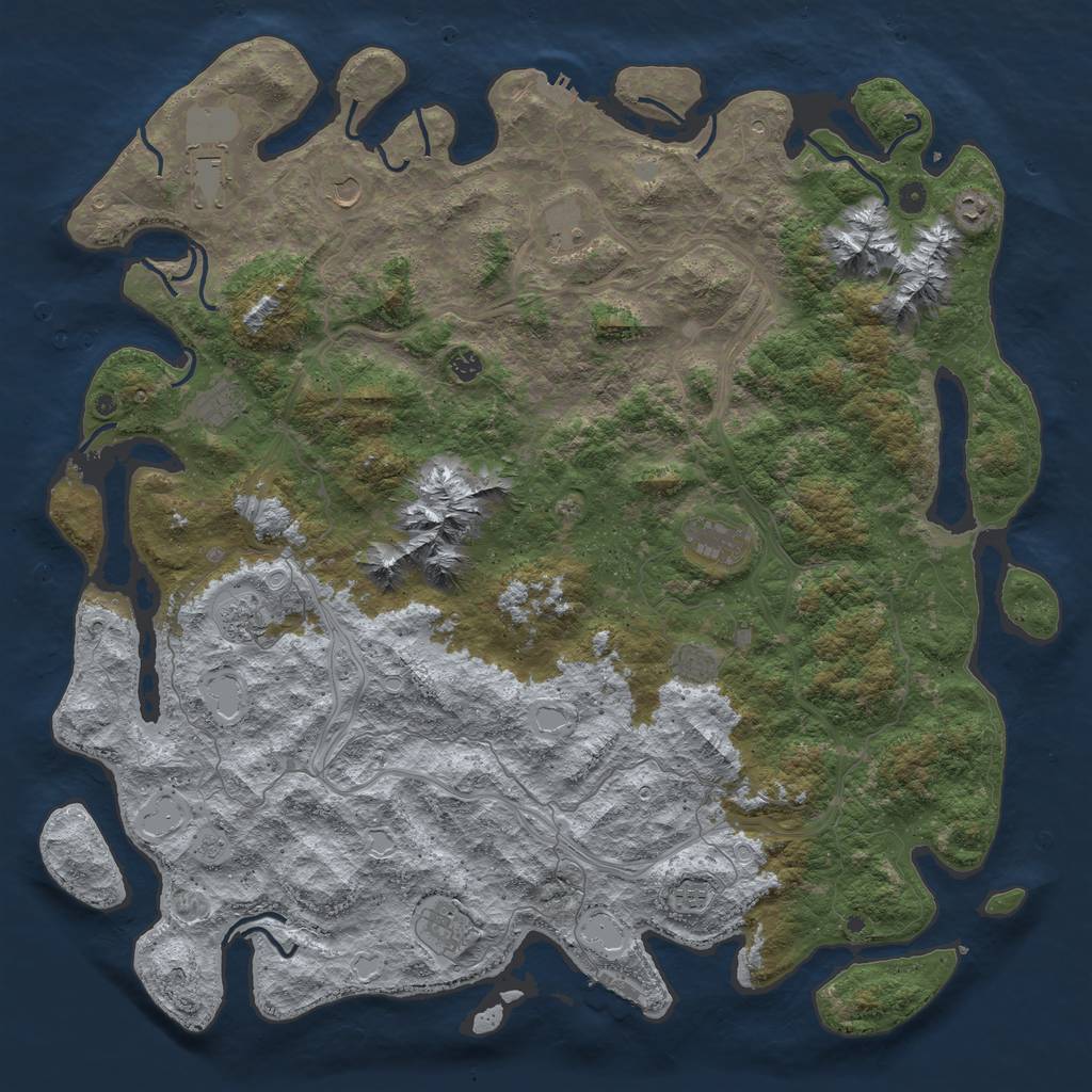 Rust Map: Procedural Map, Size: 5500, Seed: 689777, 18 Monuments