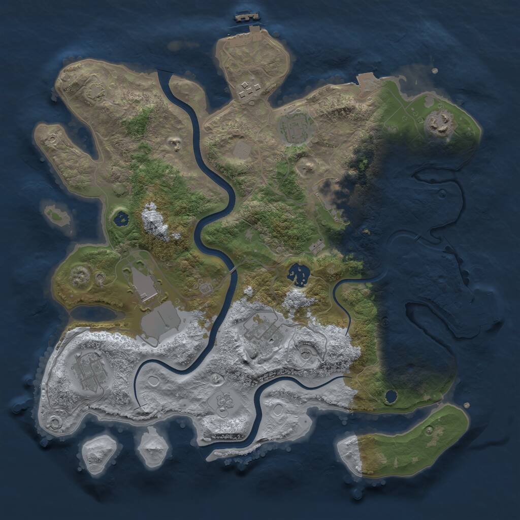 Rust Map: Procedural Map, Size: 3500, Seed: 78353764, 14 Monuments