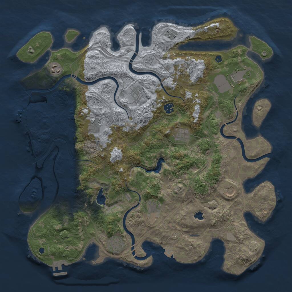 Rust Map: Procedural Map, Size: 4250, Seed: 1980566095, 17 Monuments