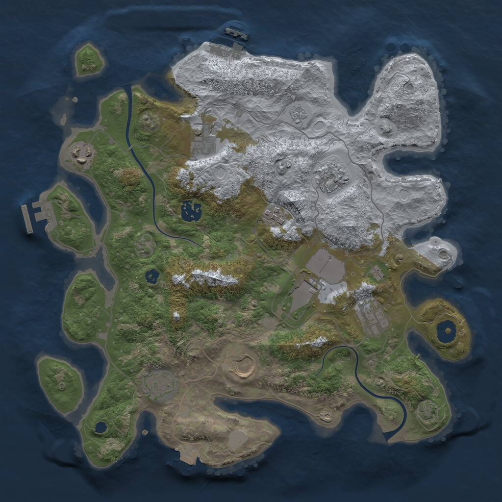 Rust Map: Procedural Map, Size: 3500, Seed: 88813994, 14 Monuments