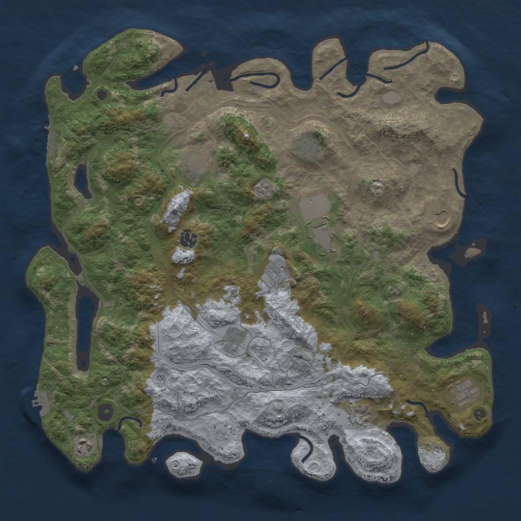 Rust Map: Procedural Map, Size: 4500, Seed: 118392224, 18 Monuments