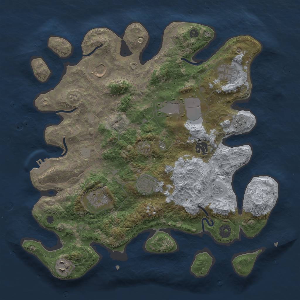 Rust Map: Procedural Map, Size: 3500, Seed: 65426507, 14 Monuments