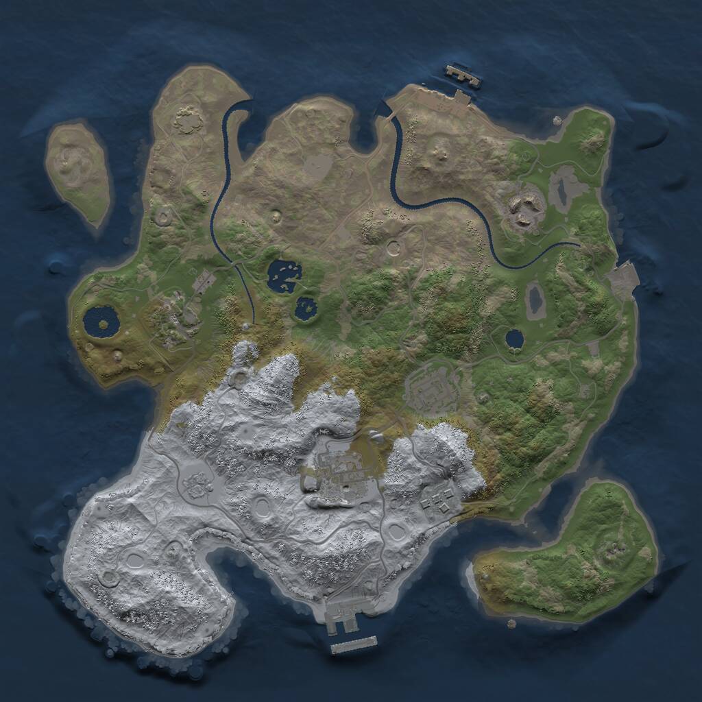 Rust Map: Procedural Map, Size: 3050, Seed: 2147483647, 12 Monuments