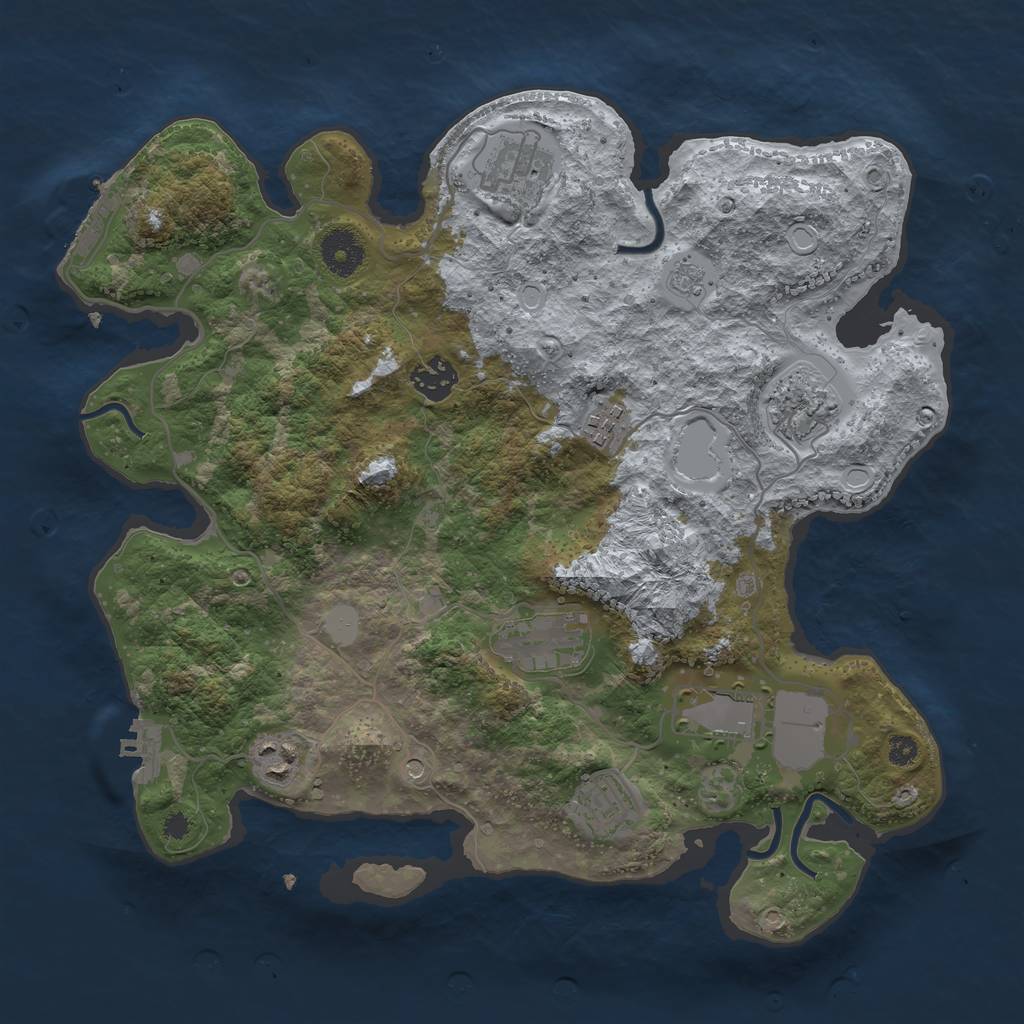 Rust Map: Procedural Map, Size: 3500, Seed: 23252232, 15 Monuments