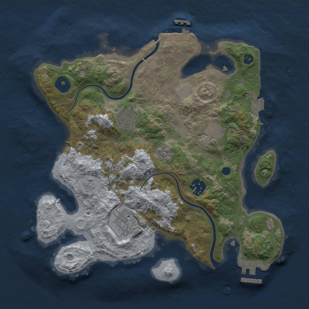 Rust Map: Procedural Map, Size: 3000, Seed: 1005859747, 9 Monuments