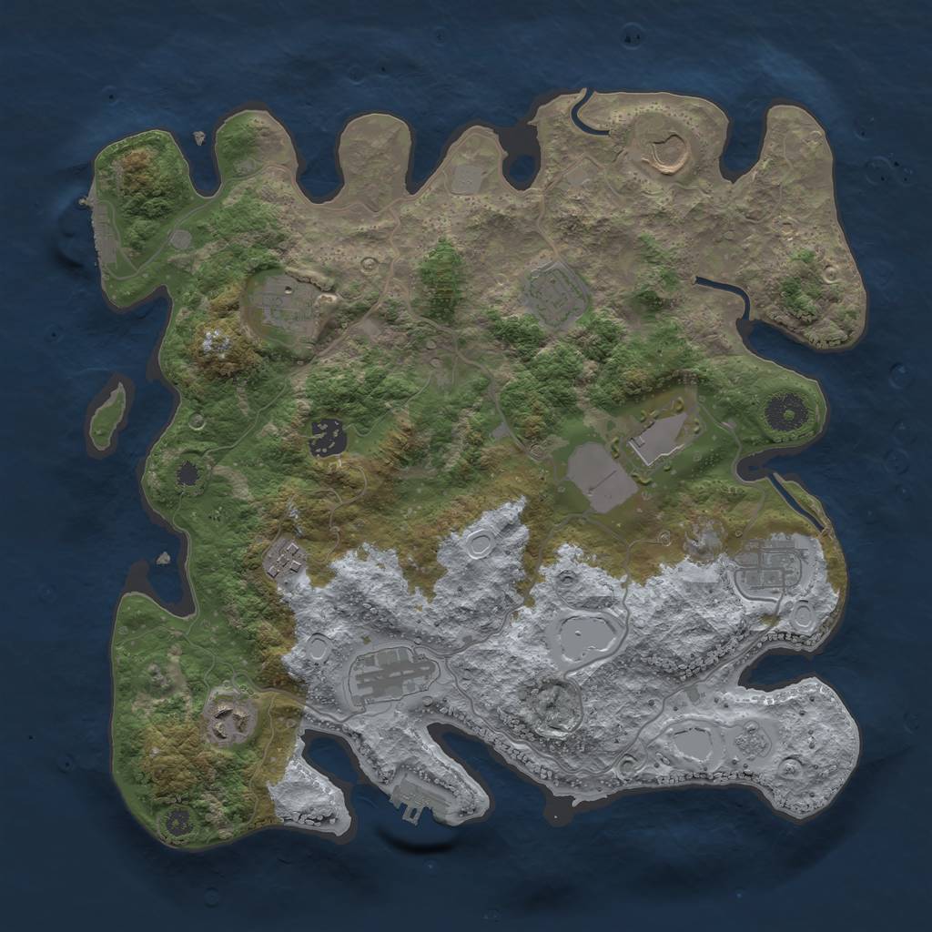 Rust Map: Procedural Map, Size: 3500, Seed: 794433535, 15 Monuments