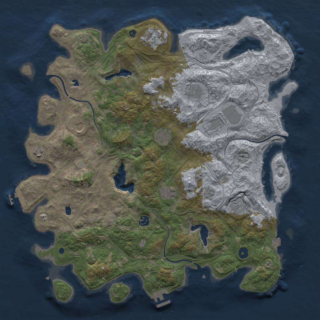 Rust Map: Procedural Map, Size: 4500, Seed: 9281674, 16 Monuments