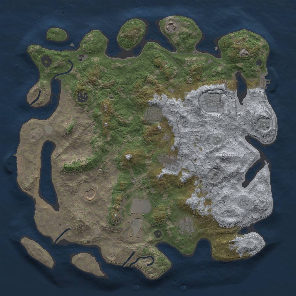 Rust Map: Procedural Map, Size: 3950, Seed: 288931351, 16 Monuments
