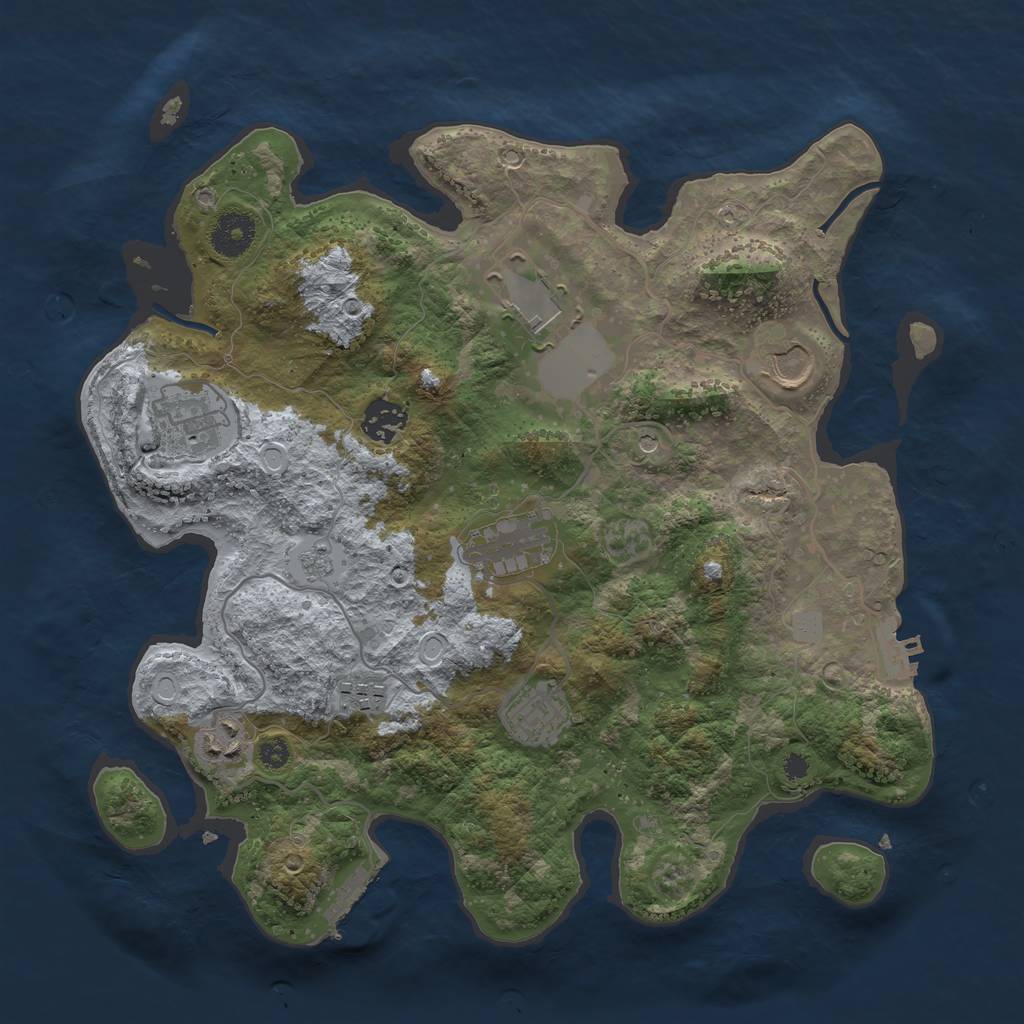 Rust Map: Procedural Map, Size: 3500, Seed: 747812350, 15 Monuments