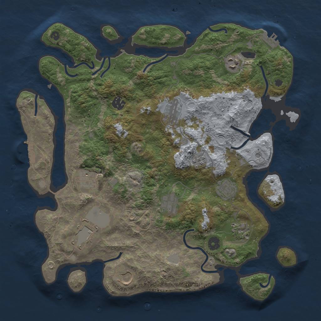 Rust Map: Procedural Map, Size: 3700, Seed: 1228613872, 17 Monuments