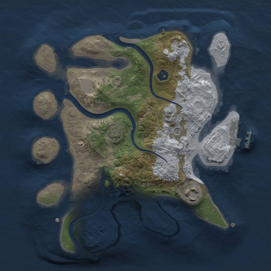 Rust Map: Procedural Map, Size: 2500, Seed: 91052477, 5 Monuments